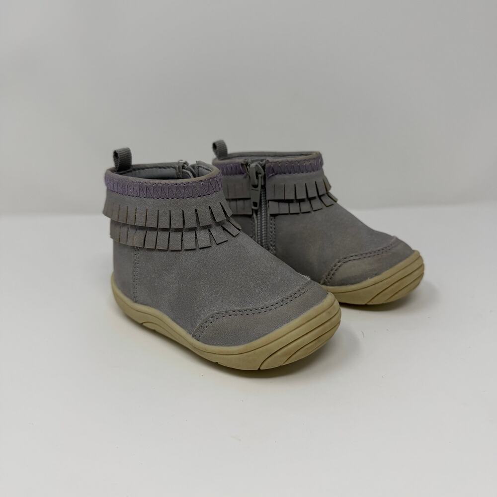 Stride Rite 360 Bianca Fringe Booties Gray Toddler 4M